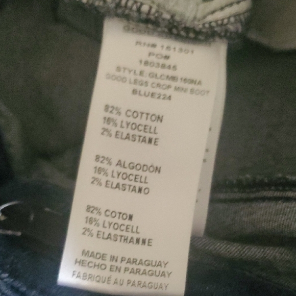 Good American Jeans Women's Size 6 Dark Blue Denim Good Legs Crop Mini Boot - Picture 11 of 16